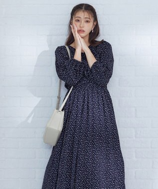 Tiaclasse 【洗える・新色追加】パフスリーブプリーツワンピース ネイビー