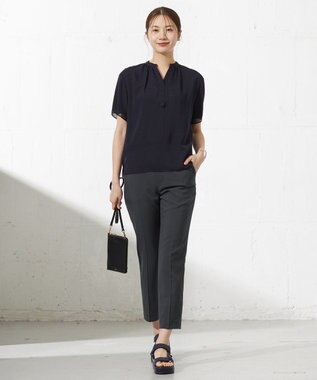 J.PRESS LADIES L 【速乾】サッカーチェック カットソー ネイビー系3