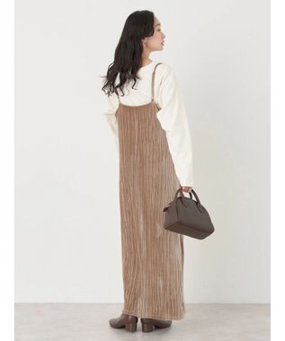 earth music&ecology ベロアプリーツキャミワンピース Beige