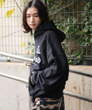 WEGO 【ユニセックス着用ITEM】グラフィックバルーンクロップドプルパーカー ブラック