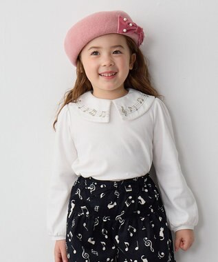 ANY KIDS 音符＆鍵盤デザインブラウス エクリュ×音符