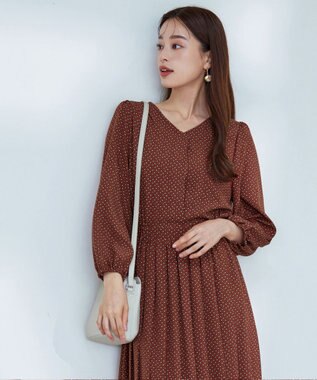 Tiaclasse 【洗える・新色追加】パフスリーブプリーツワンピース テラコッタ