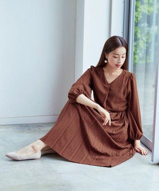 Tiaclasse 【洗える・新色追加】パフスリーブプリーツワンピース テラコッタ