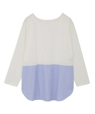 Green Parks 裾ドッキングホワイトインナー Stripe Blue