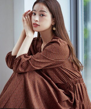 Tiaclasse 【洗える・新色追加】パフスリーブプリーツワンピース テラコッタ