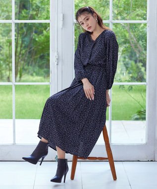 Tiaclasse 【洗える・新色追加】パフスリーブプリーツワンピース ネイビー