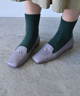 muuc ビーズモチーフのスクエアシューズ グレー