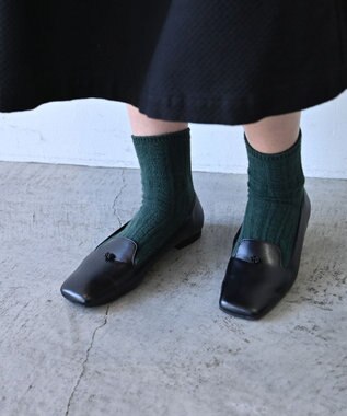 muuc ビーズモチーフのスクエアシューズ ブラック