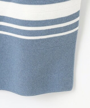 J.PRESS LADIES 【洗える】LINKS WG ホールガーメント ニット ブルー×オフ系