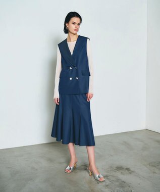 GRACE CONTINENTAL サテンマーメイドスカート ネイビー