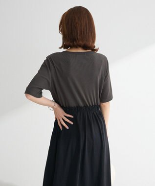 Green Parks ・ＳＵＧＡＲ　ＳＰＯＯＮ半袖リブドッキングワンヒ Charcoal Gray