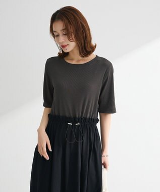 Green Parks ・ＳＵＧＡＲ　ＳＰＯＯＮ半袖リブドッキングワンヒ Charcoal Gray