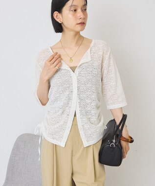 AMERICAN HOLIC レース5分袖カーディガン Off White