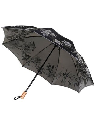 槇田商店 絵おり 百合(ゆり) 折りたたみ傘 ブラック 黒
