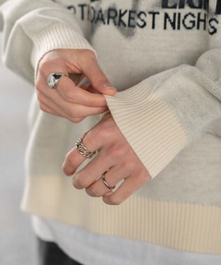 WEGO スプレーグラフィックニットプルオーバー オフホワイト