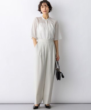 23区 【先行予約】ドライシアーストライプ フロントタック ブラウス ホワイト系