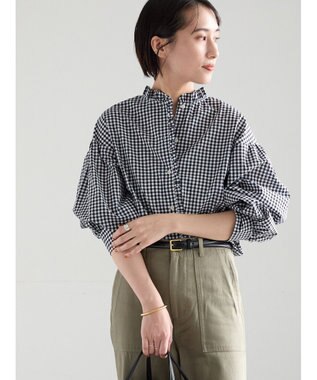 Te chichi パターンアソートスタンドフリルブラウス ブラック