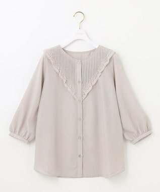 ANY SIS 【洗える】レースフリル ブラウス ローズグレー