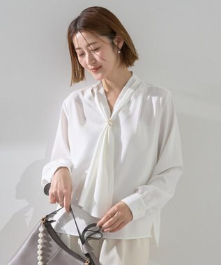 YECCA VECCA スカーフリング付きボウタイブラウス