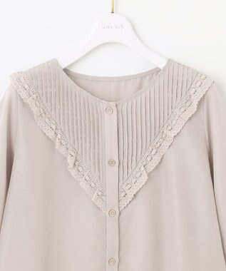 ANY SIS 【洗える】レースフリル ブラウス ローズグレー