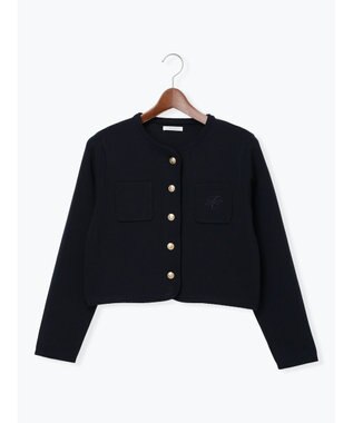 Te chichi レタードポケットジャケットカーディガン ネイビー