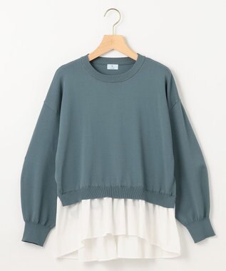 組曲 ストレッチクリアドッキング ニットプルオーバー チャコールブルー系