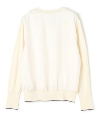 BEIGE， CHLOR / ウールシルクツイルドッキングVネックニット Ecru