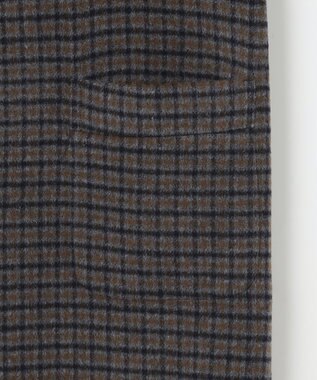 J.PRESS LADIES S 【リバーシブル】ウールナイロン リバーチェック ノーカラー ロングコート ネイビー系