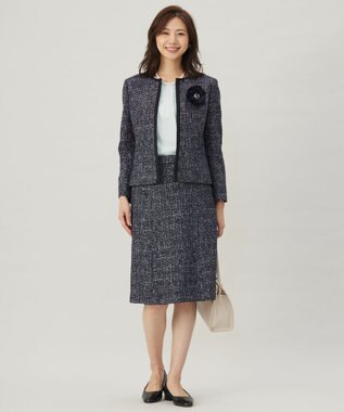 J.PRESS LADIES 【セットアップ対応】ファンシーツイード スカート ネイビーミックス系