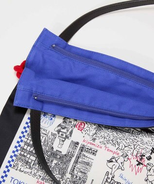 TOPKAPI 【TREASURE TOPKAPI】マイルドサテン スカーフ柄 トートバッグ スーベニアプリント ブラック