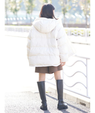 earth music&ecology フーディー中綿ブルゾン Ivory