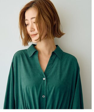 YECCA VECCA 【UVカット】2way袖バルーンワンピース Dark Green