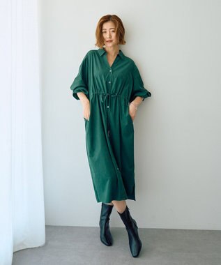 YECCA VECCA 【UVカット】2way袖バルーンワンピース Dark Green