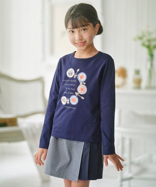 組曲 KIDS 【110-140㎝】 ティータイム アートTシャツ ネイビー