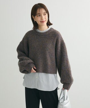 Green Parks ・ＥＬＥＮＣＡＲＥ　ＤＵＥ　ミックスシャギーニット Brown