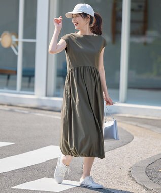 ANY L 【撥水/2WAY】ドロストワンピース カーキ