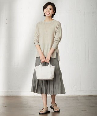 J.PRESS LADIES 【洗える】 スパンボイルワッシャー ランダムプリーツ スカート カーキ系