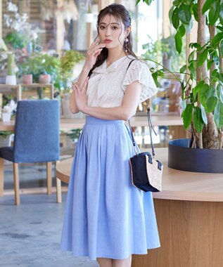 Tiaclasse 【洗える】幅広く活躍が期待できるボウタイレースブラウス オフホワイト