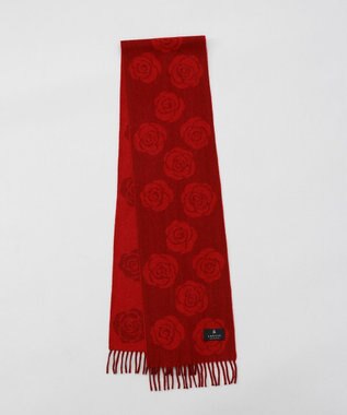 AURORA LANVIN COLLECTION（ランバン コレクション） カシミヤ１００％厚手柄ジャカードプチマフラー ワイン