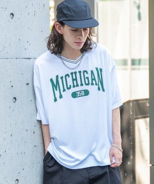 WEGO 【ユニセックス着用ITEM/2点セットネックレス付き/MLサイズ展開】アクセ付きラインリブメッシュプルオーバー ホワイト