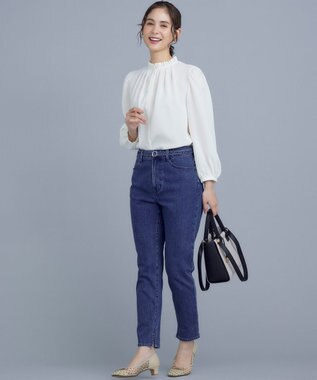 組曲 【WEB限定】ライトデシン フリル襟ブラウス アイボリー系