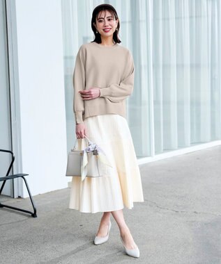 ANY SIS プリーツ切替 スカート アイボリー