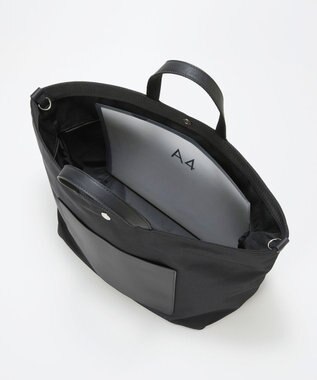 TOPKAPI 【Breath TOPKAPI sis】【WEB限定】ナイロン レザーポケット トートバッグ ショルダー付き A4 / 軽量 / CALM カーム ブラック