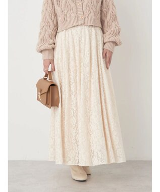 earth music&ecology 起毛レースフレアスカート Ivory