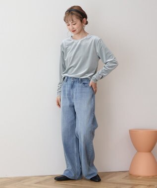 AMERICAN HOLIC ベロアクルーネックカットプルオーバー Mint