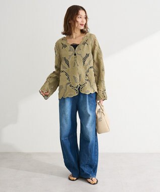 Green Parks レースカーディガン Khaki