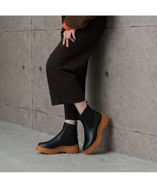 MODE ET JACOMO <carino>厚底サイドゴアブーツ ブラックコンビ