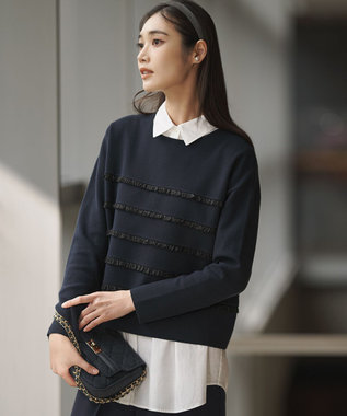 23区 L 【WEB&一部店舗限定/滝沢眞規子さん着用】フリルボーダー ニット