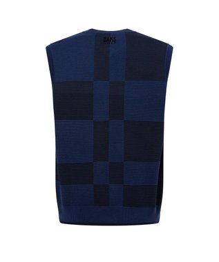 DAKS 【DAKS GOLF】ウールチェック柄ニットベスト ネイビー