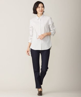 J.PRESS LADIES L 【洗える】BEZ ストライプ シャツカラー ブラウス イエロー系1